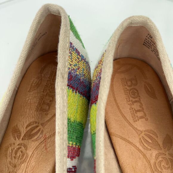 Born Women Abbee Ballet Flat Size 7 Striped Round Toe Shoe Multicolor Comfy - Picture 7 of 13